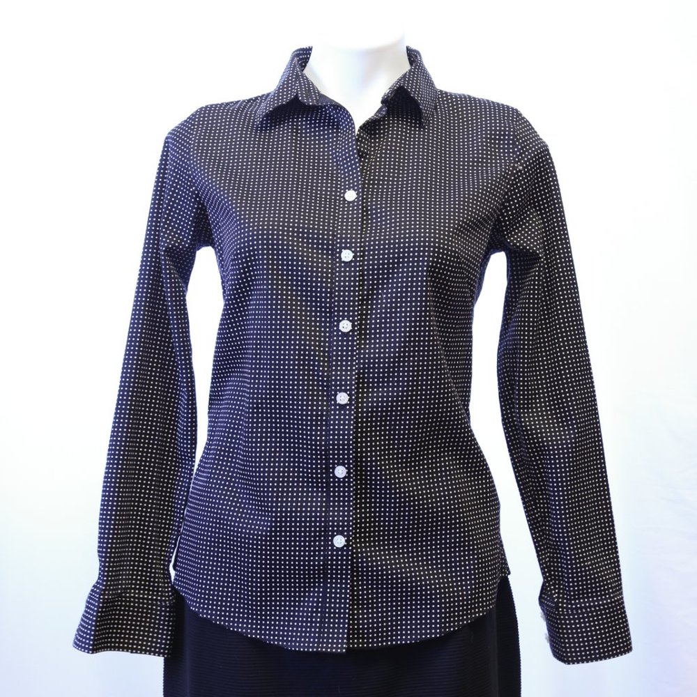 Banana Republic Black & White Tiny Polka Dot Shirt